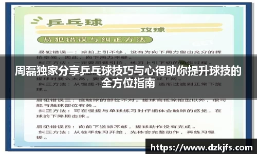 周磊独家分享乒乓球技巧与心得助你提升球技的全方位指南